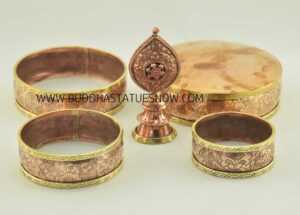 Tibetan Mandala Set 7.75" Hand Carved in Nepal (Semiprecious Stones) - Parts