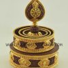 Tibetan Mandala Set 8" Gold and Silver Plated, Handmade (Semiprecious Stones) - Inside Top