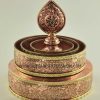 Tibetan Mandala Set 8.5" Brass Rings, Hand Carved Engravings (Semiprecious Stones) - Inside Top