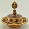 Tibetan Mandala Set 9.5" Oxidized Copper Gold Gilded (Semiprecious Stones) - Parts Lower