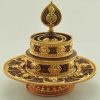 Tibetan Mandala Set 9.5" Oxidized Copper Gold Gilded (Semiprecious Stones) - Parts Upper