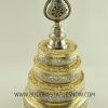 Tibetan Mandala Set 9.75" White Metal, Brass Rings (Semiprecious Stones) - Front Upper