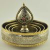 Tibetan Mandala Set 9.75" White Metal, Brass Rings (Semiprecious Stones) - Inside