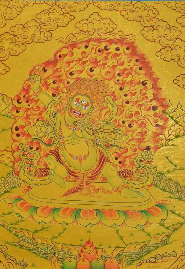 Vajrapani Tibetan Thangka Painting 14.5" x 12" (Hand Painted) - Front