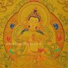 Vajrasattva Tibetan Thangka Painting 15" x 12" (Hand Painted) - Front Details
