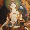 White Tara Tibetan Thangka Painting 37.5" x 27.5" (24k Gold Detailing) - Fine Details