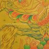 Yellow Dzambhala Tibetan Thangka Painting 15" x 12" (Hand Painted) - Bottom Left