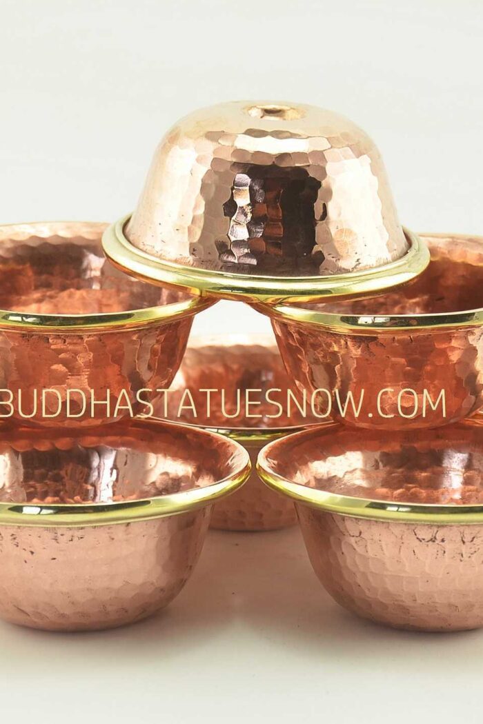 3" Offering Bowls Set Copper Alloy Brass Rings (Handmade in Nepal) - Gallery