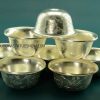 3.5" Set of Eight Offering Bowls, Fully Silver Plated, Fine Hand Carvings - Gallery