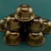 3.5" Set of Eight Offering Bowls, Hand Carved Oxidized Copper Finish w/24k Gold Gilding - Bottom
