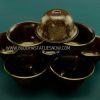 3.5" Set of Eight Offering Bowls, Hand Carved Oxidized Copper Finish w/24k Gold Gilding - Upper