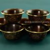 3.5" Set of Seven Offering Bowls, 24k Gold Gilded Antiquated Finish, Hand Carving - Gallery