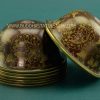 3.5" Set of Seven Offering Bowls, 24k Gold Gilded Antiquated Finish, Hand Carving - Outer