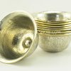 4" Tibetan Offering Bowls Hand Carved White Metal Alloy w/Brass Rings - Inner