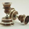 4.25" Tibetan Butter Lamps Set Antiquated Copper w/Silver Plating - Bottom