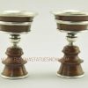 4.25" Tibetan Butter Lamps Set Antiquated Copper w/Silver Plating - Gallery