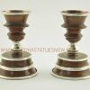 4.25" Tibetan Butter Lamps Set Antiquated Copper w/Silver Plating - Upside Down