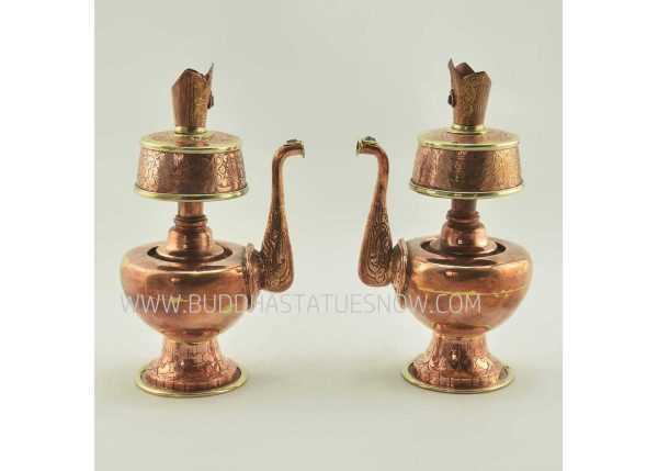 6" Tibetan Bhumpa Set Brass Rings, Semiprecious Stones (Fine Carving) - Gallery