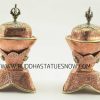 7" Tibetan Kapala Set Handmade w/Copper, Brass Rings and White Metal Top - Left