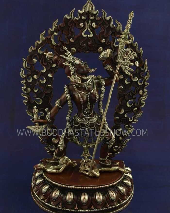 Oxidized Copper 13" Vajrayogini Statue Silver Plated w/Frame - Front