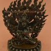 Oxidized Copper 14.5" Hayagriva Statue w/Shakti (Wrathful Avalokiteshvara) - Front Upper