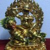 Fully Gold Gilded 10" Dorje Shugden Statue, Snow Lion Mount, Handmade - Gallery