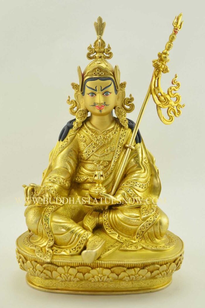 Fully Gold Gilded 10" Guru Rinpoche Statue (Handmade) - Gallery