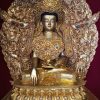 Fully Gold Plated 60cm Shakyamuni Statue Framed w/Throne - Front Detail