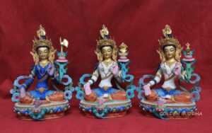 21 Tara Statues 8.5" Multicolored Face Painted 24k Gold - Gallery
