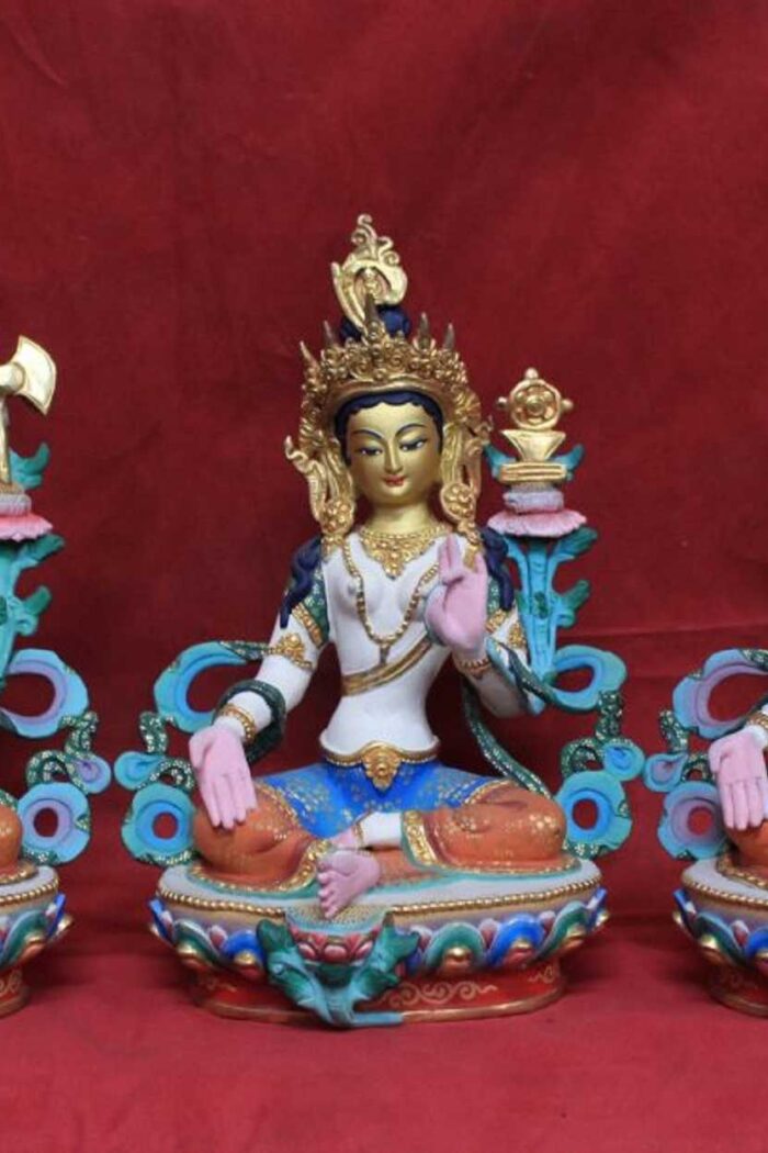 21 Tara Statues 8.5" Multicolored Face Painted 24k Gold - Gallery