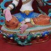 21 Tara Statues 8.5" Multicolored Face Painted 24k Gold - Lower Front