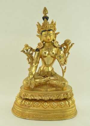 Fully Gold Gilded 13.25" Handmade Cintachakra Statue, Gold Face Painted - Gallery