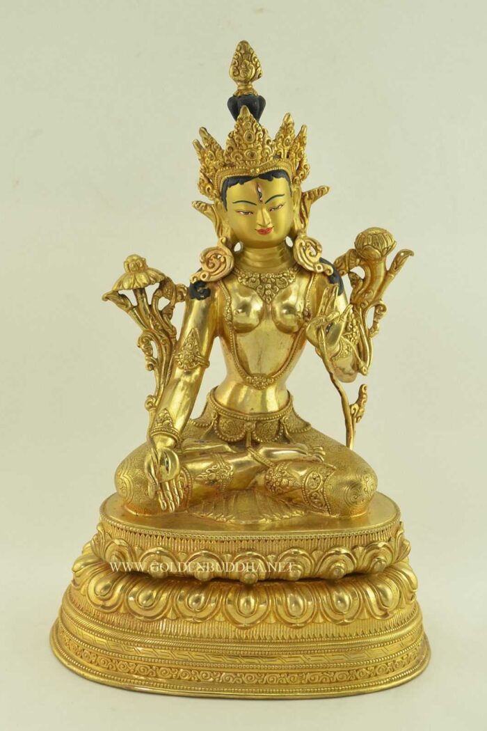 Fully Gold Gilded 13.25" Handmade Cintachakra Statue, Gold Face Painted - Gallery