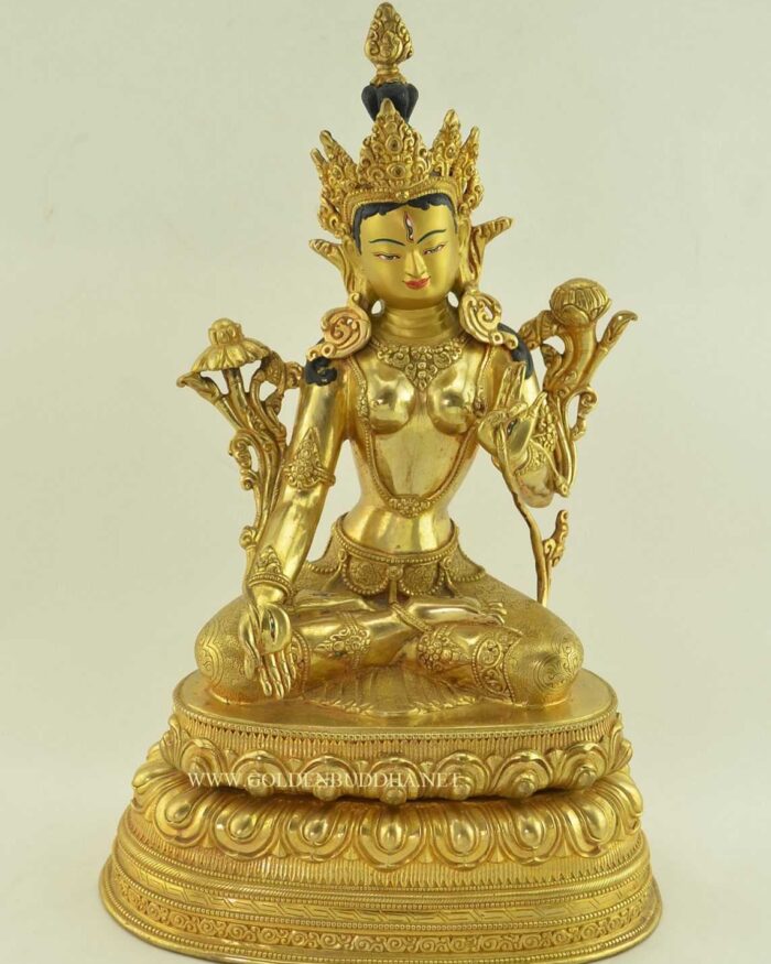 Fully Gold Gilded 13.25" Handmade Cintachakra Statue, Gold Face Painted - Gallery