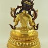 Fully Gold Gilded 15" Green Tara Statue Double Lotus Pedestal - Back