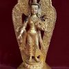 Fully Gold Gilded 15.75" Standing Avalokiteshvara Statue, 24k Gold Face Painted - Front