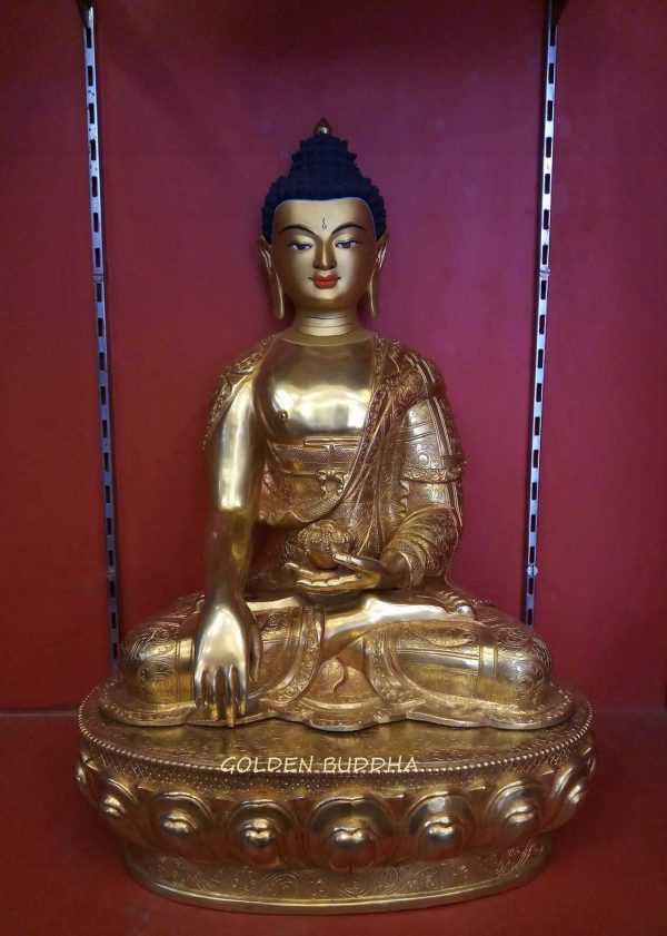 Fully Gold Gilded 18" Shakyamuni Buddha Statue - Gallery