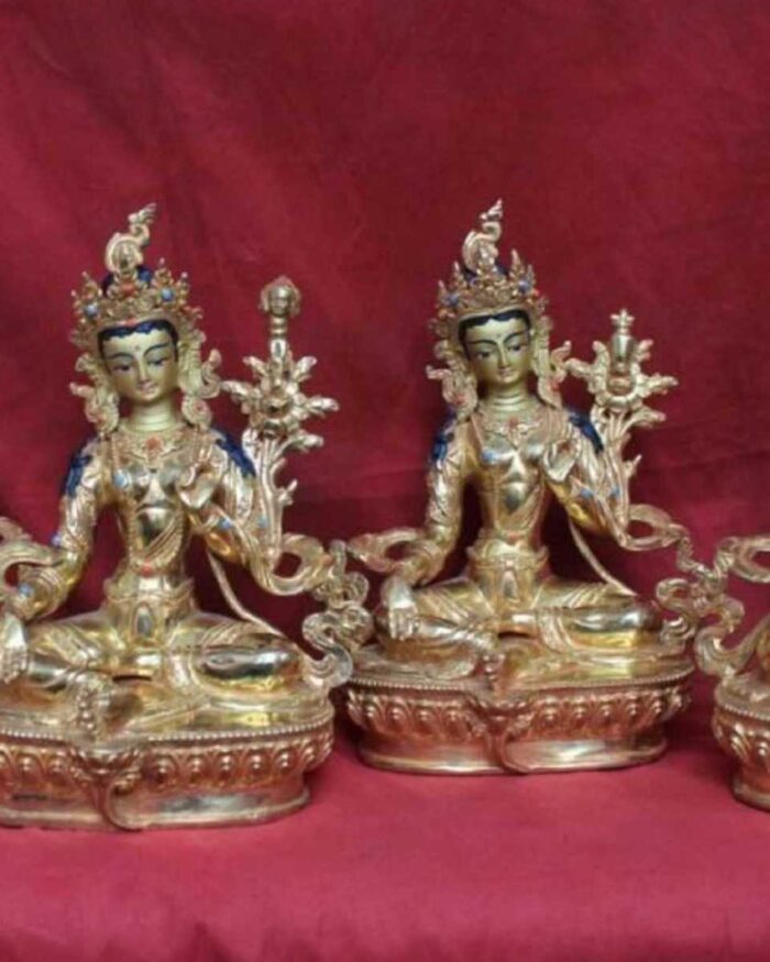 Fully Gold Gilded 8.5" 21 Tara Statues Handmade 24k Gold Finish - Gallery