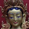 Fully Gold Gilded 8.5" Green Tara Statue Handmade - Face Detail