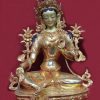 Fully Gold Gilded 8.5" Green Tara Statue Handmade - Gallery