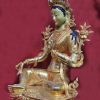 Fully Gold Gilded 8.5" Green Tara Statue Handmade - Left