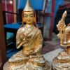 Je Tsongkhapa Statue Set, Fully Gold Gilded 8" Fire Gilded 24k Gold Finish - Disciple Statue