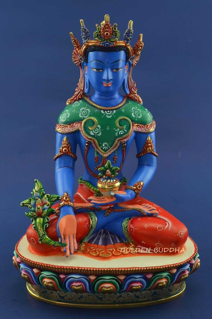 Multicolored 10.5" Blue Medicine Buddha Statue Handmade - Gallery