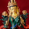 Multicolored Copper 8" Green Tara Statue - Upper Front