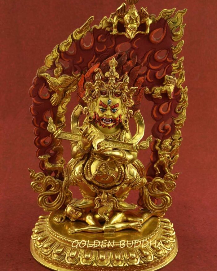Partly Gold Gilded 10.5" Panjarnata Mahakala Statue - Gallery