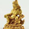 Fully Gold Plated 2.25" Yellow Jambhala Statue Antiquated - Left