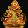 Fully Gold Plated 4" Yellow Jambhala Statue Antiquated - Back w/o frame