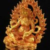 Fully Gold Plated 4" Yellow Jambhala Statue Antiquated - Left