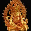 Fully Gold Plated 4" Yellow Jambhala Statue Antiquated - Right