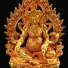 Fully Gold Plated 4" Yellow Jambhala Statue Antiquated - Gallery